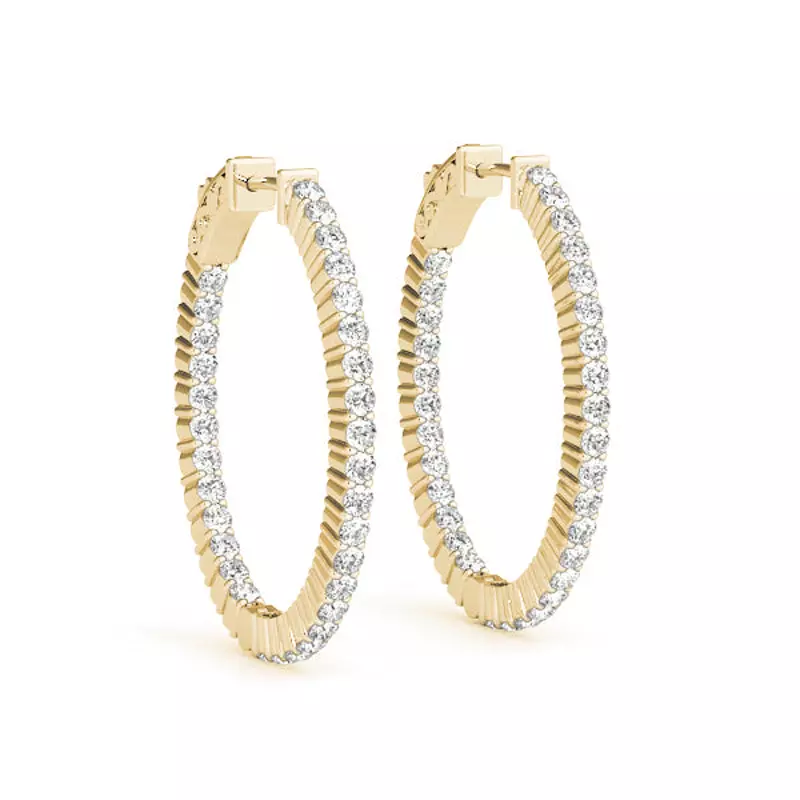 14K Yellow Gold Endless Diamond Hoop Earrings (5 1/4 ct. tw.)